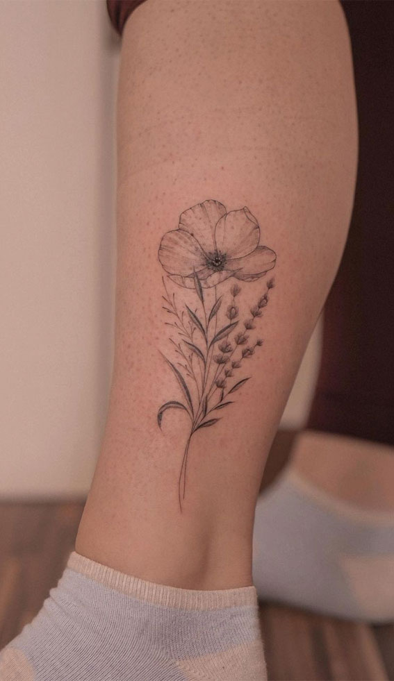 30+ Beautiful Flower Tattoo Ideas : Lavender & Poppy Tattoo I Take You