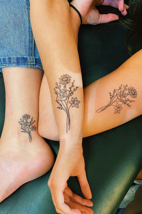 30+ Beautiful Flower Tattoo Ideas : Best Friends Flower Tattoos I Take You