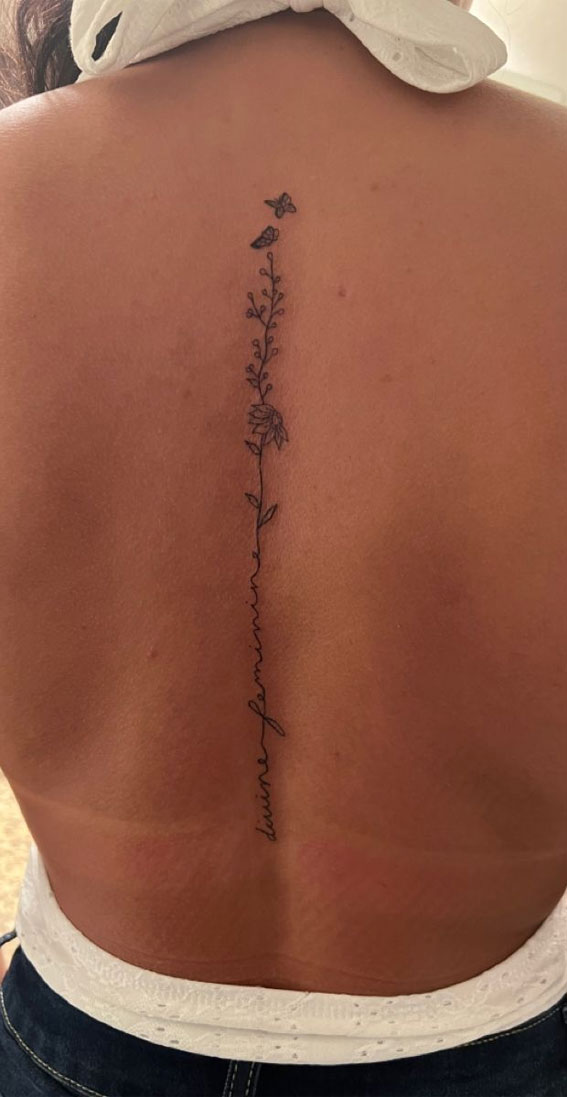 30+ Beautiful Flower Tattoo Ideas : Flower & Butterfly Spine Tattoo I Take You