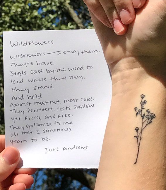 30+ Beautiful Flower Tattoo Ideas : Dainty Wild Flower Tattoo I Take You |  Wedding Readings | Wedding Ideas | Wedding Dresses | Wedding Theme