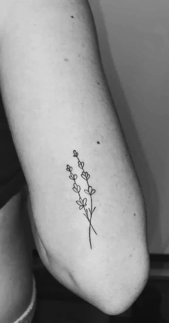 30+ Beautiful Flower Tattoo Ideas : Dainty Lavender Tattoo