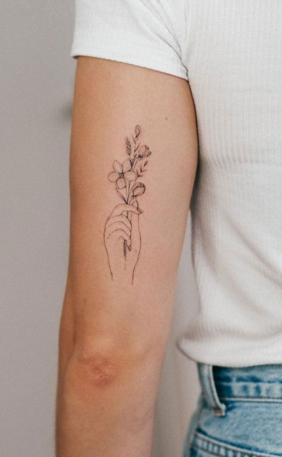 30+ Beautiful Flower Tattoo Ideas : Hand Me Your Flower I Take You |  Wedding Readings | Wedding Ideas | Wedding Dresses | Wedding Theme