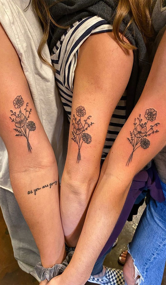 30+ Beautiful Flower Tattoo Ideas : Matching Tattoos with Friends I Take  You | Wedding Readings | Wedding Ideas | Wedding Dresses | Wedding Theme