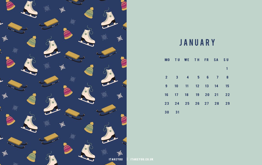 30+ January Wallpaper Ideas for 2023 : Hat & Ice Skating Boots