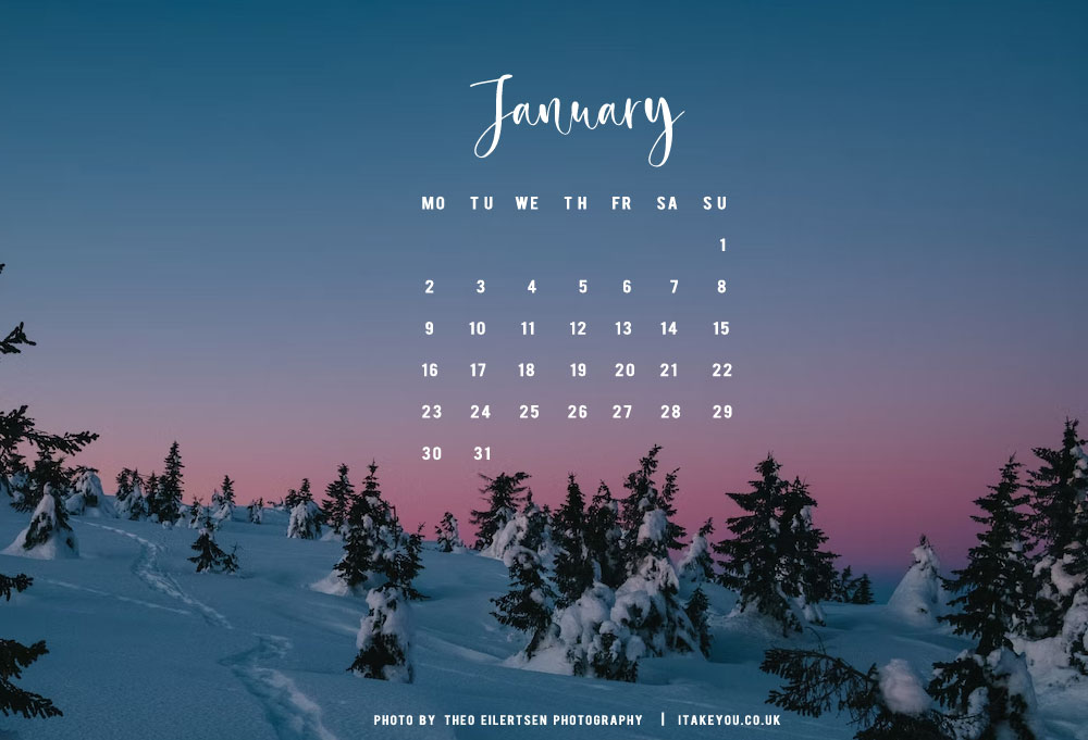 Start the new year with this aesthetic January calendar   riWallpaper