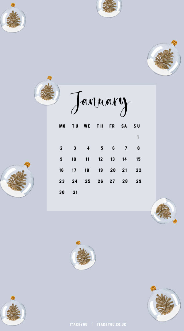 30+ January Wallpaper Ideas for 2023 : Pine Cone Snow Globe Wallpaper