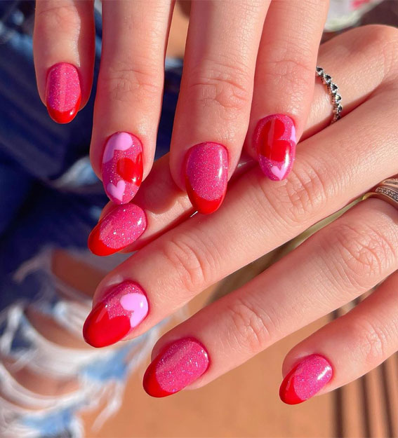 love heart nails, valentine's day nails 2023, red heart tip valentine nails, valentine nails, pink love heart nails, love heart french tip nails, valentine nails 2023, heart nails 2023, heart tip nails, heart nails brown, red valentine nails, pink nails 2023