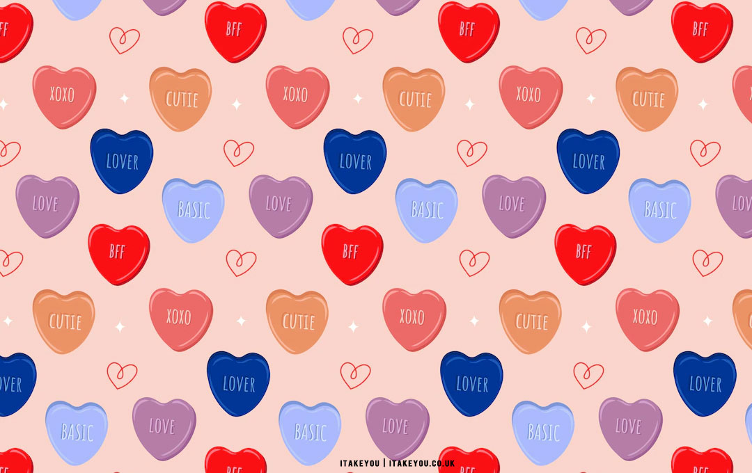 40+ Cute Valentine's Day Wallpaper Ideas : Candy Heart Pink Background I  Take You, Wedding Readings, Wedding Ideas, Wedding Dresses