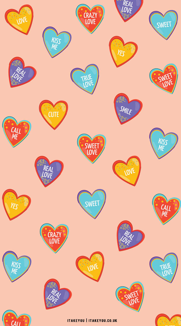 40+ Cute Valentine’s Day Wallpaper Ideas : Colourful Hearts