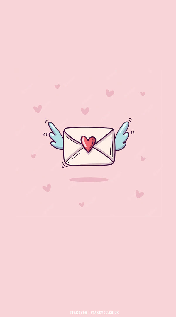 40+ Cute Valentine’s Day Wallpaper Ideas : Flying Love Letter