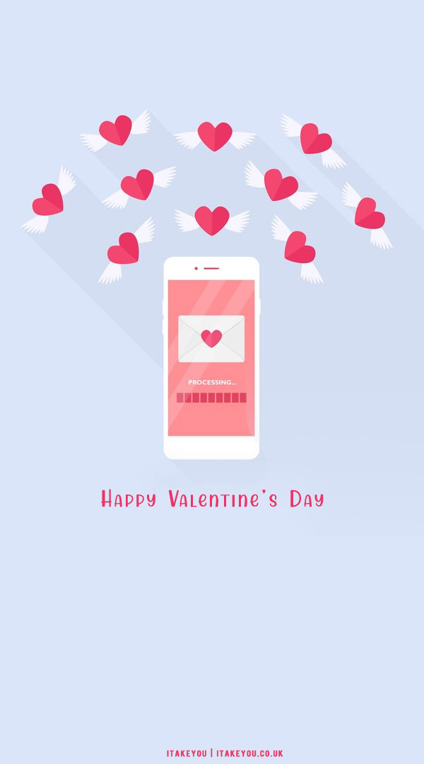 Happy valentines day lettering on red background surrounded by pink hearts  2K wallpaper download