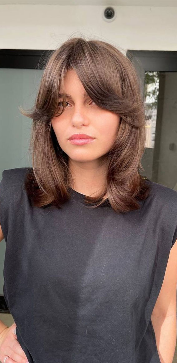 30 Layered Bob Haircuts For 2023 : Layered Bob with Curtain Bangs