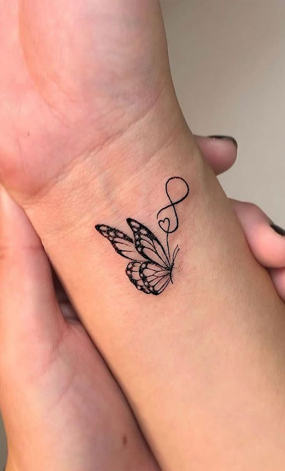 70+ Beautiful Tattoo Designs For Women : Butterfly + Love Heart + Infinity I Take You