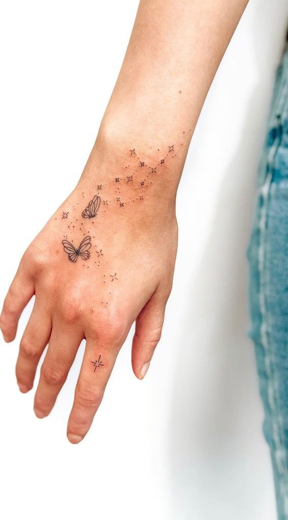 70+ Beautiful Tattoo Designs For Women : Butterflies, Stars & The Virgo Constellation