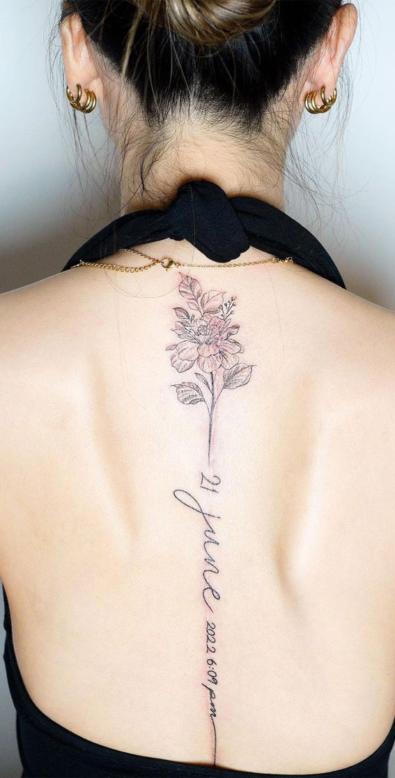 70+ Beautiful Tattoo Designs For Women : Birth Flower + Date I Take You