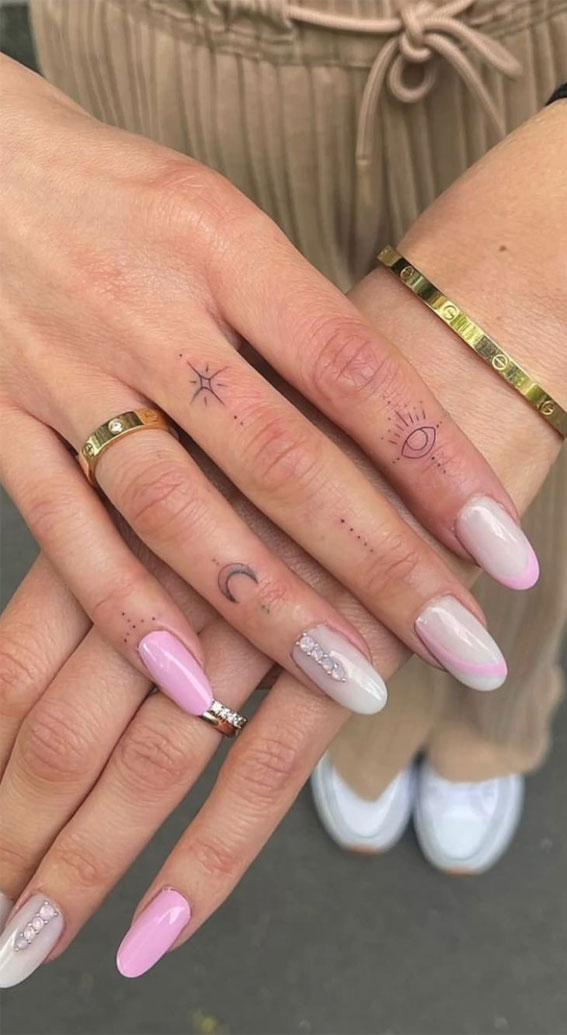25 Beautiful Hand Tattoo Ideas : Moon on Fourth Finger