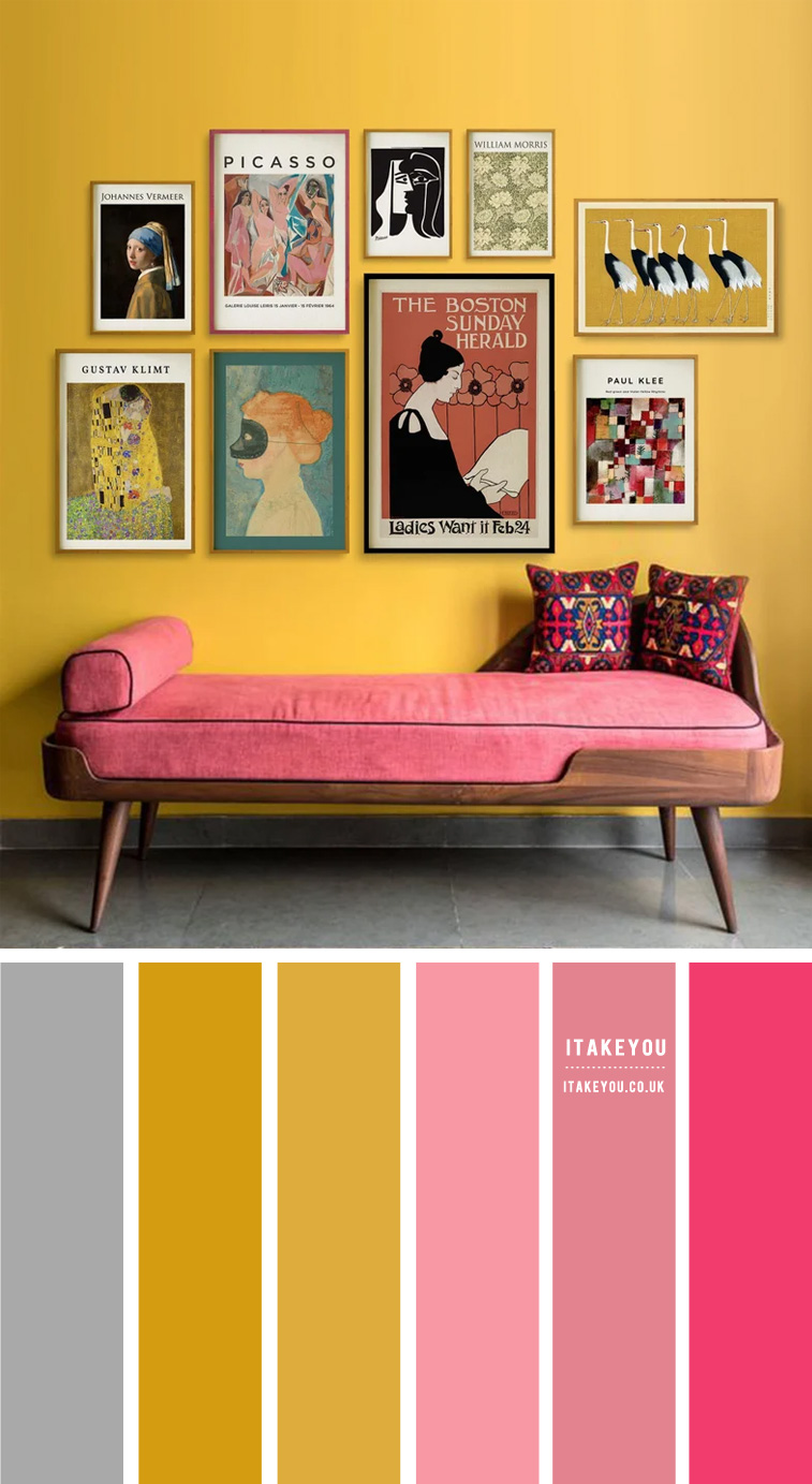Mustard and Pink Living Room