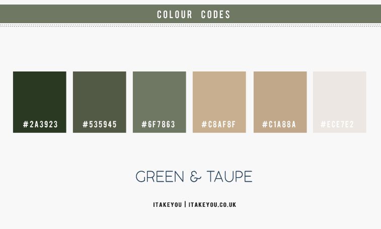 olive green and taupe color combo, green and nude color scheme, dark green and taupe color palette