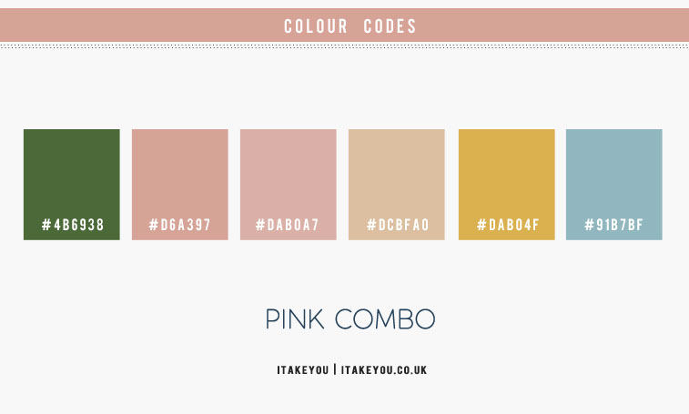 pink color combo, pink and mustard color combo, pink and yellow color scheme, pink and green color combo