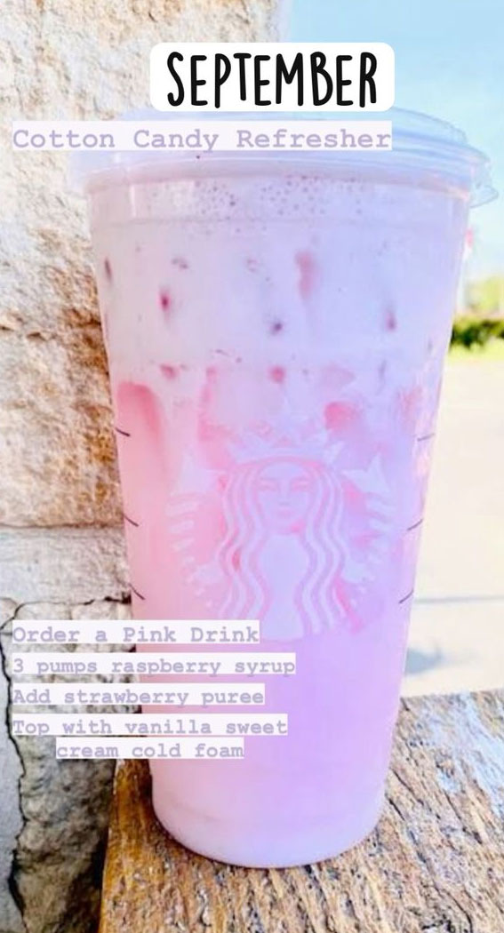 These Starbucks Drinks Look So Yummy : Cotton Candy Refresher September Drink