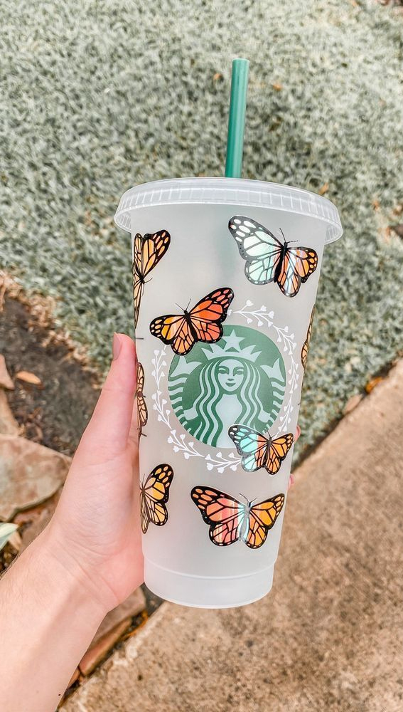 These Starbucks Drinks Look So Yummy : Re-usable Butterfly Starbucks Cup