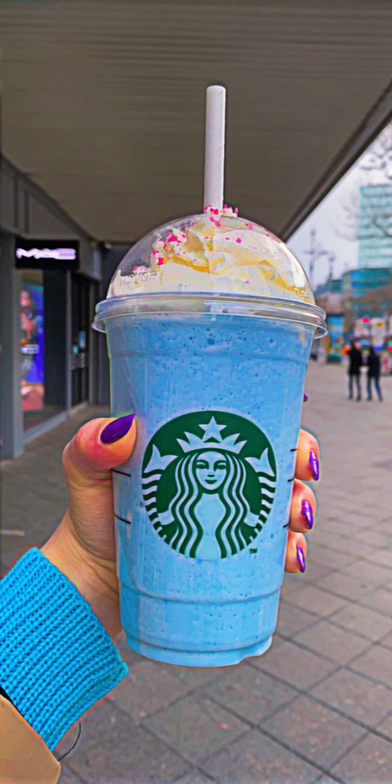 bubblegum frappuccino starbucks, starbucks drink, blue drink starbucks
