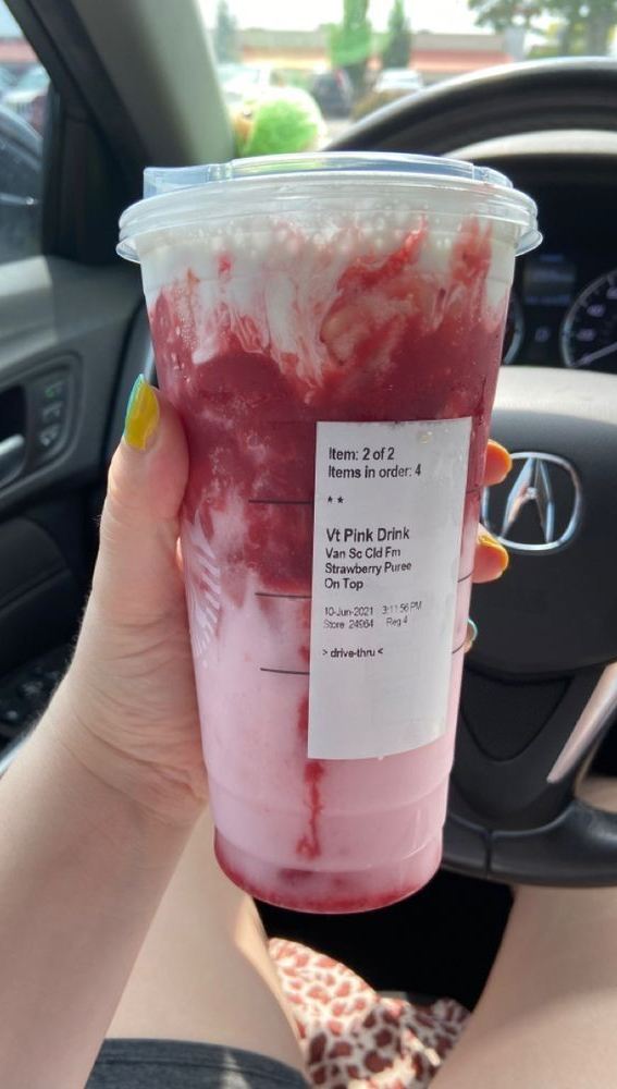 These Starbucks Drinks Look So Yummy : Pink Drink + Cream Foam Topping