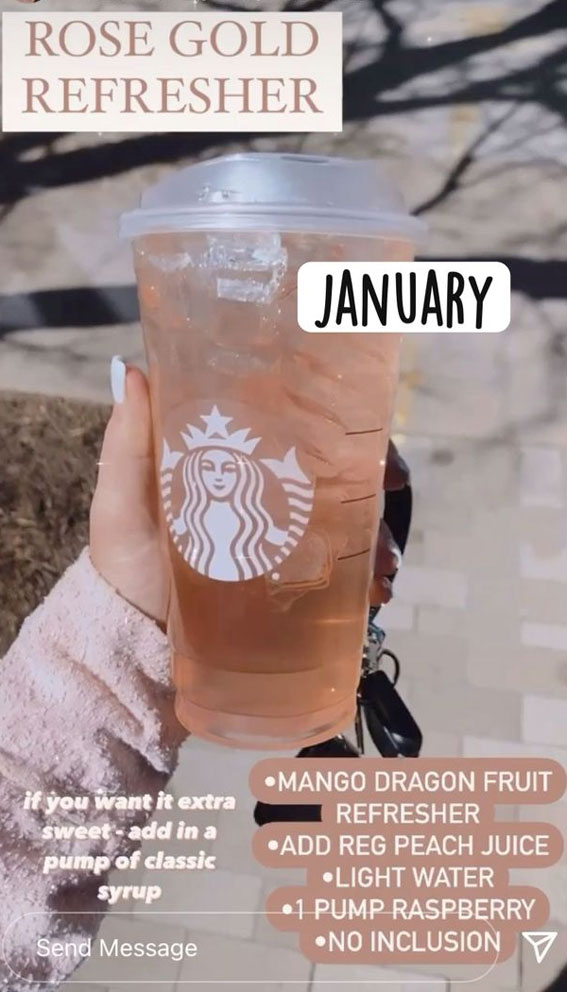 These Starbucks Drinks Look So Yummy : Rose Gold Refresher January Drink