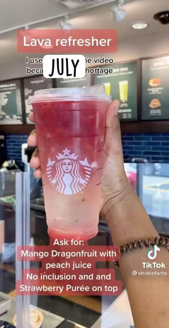 These Starbucks Drinks Look So Yummy : Lava Refresher July Drink