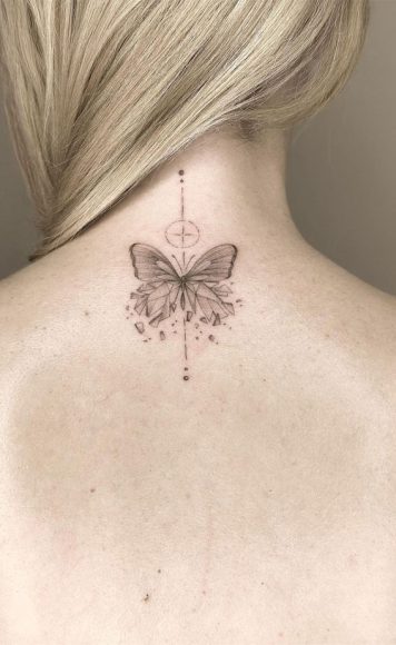 70+ Beautiful Tattoo Designs For Women : Butterfly Back Neck Tattoo I ...