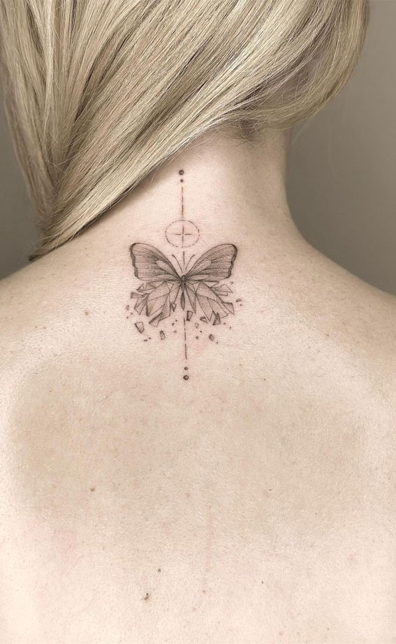 70+ Beautiful Tattoo Designs For Women : Butterfly Back Neck Tattoo I Take You