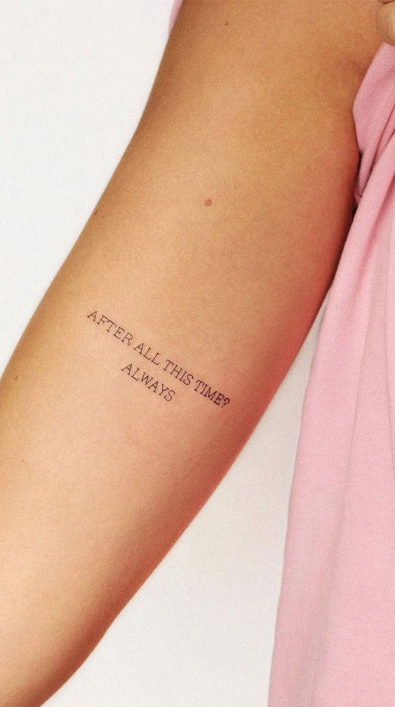 40 Meaningful Word Tattoos : Who loves Harry Potter after all this time?