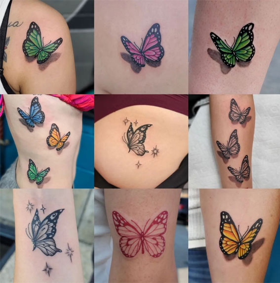 30 Cute Butterfly Tattoos : Black or Colour butterfly?