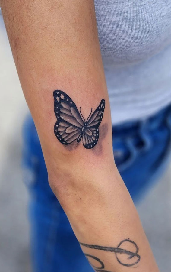 30 Cute Butterfly Tattoos : 3D Butterfly on Arm
