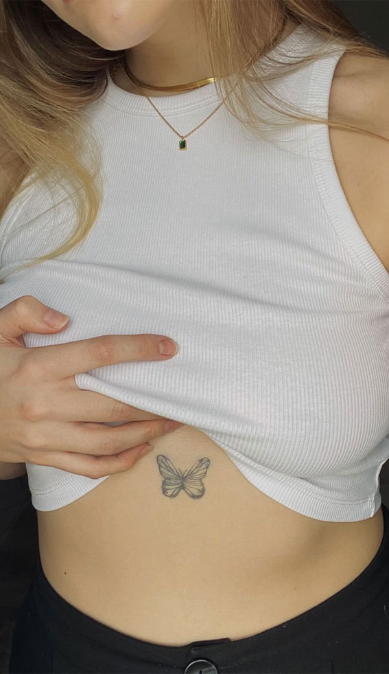 butterfly tattoo on side of stomach tattooTikTok Search