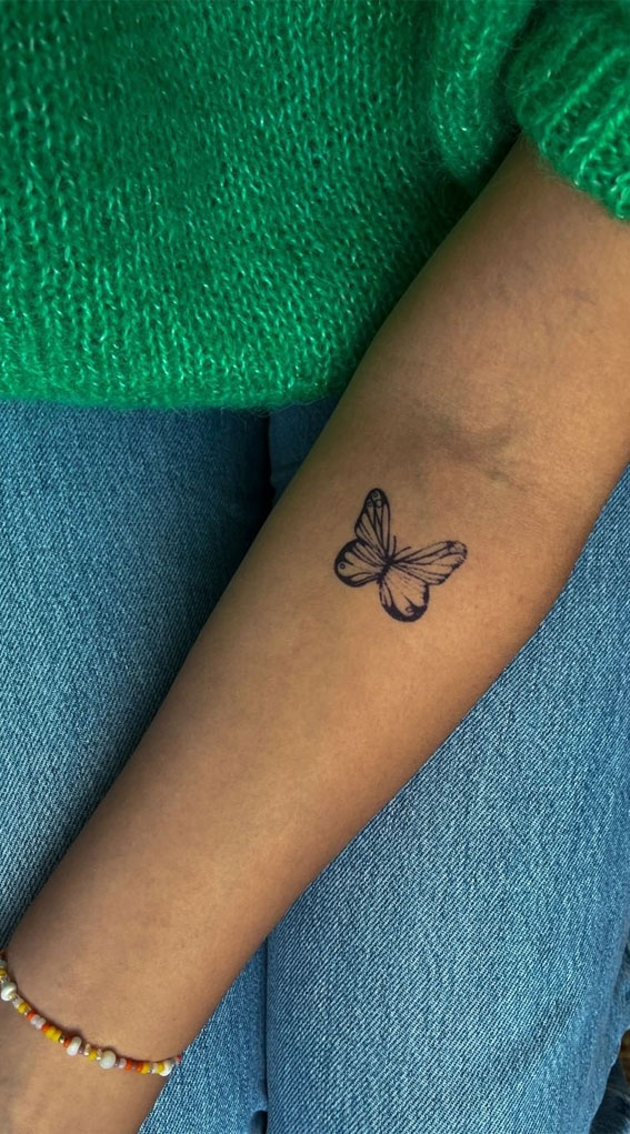 30 Cute Butterfly Tattoos : A Simple Butterfly on Arm