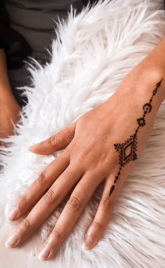 70 Minimal Henna Designs : Side Hand Henna