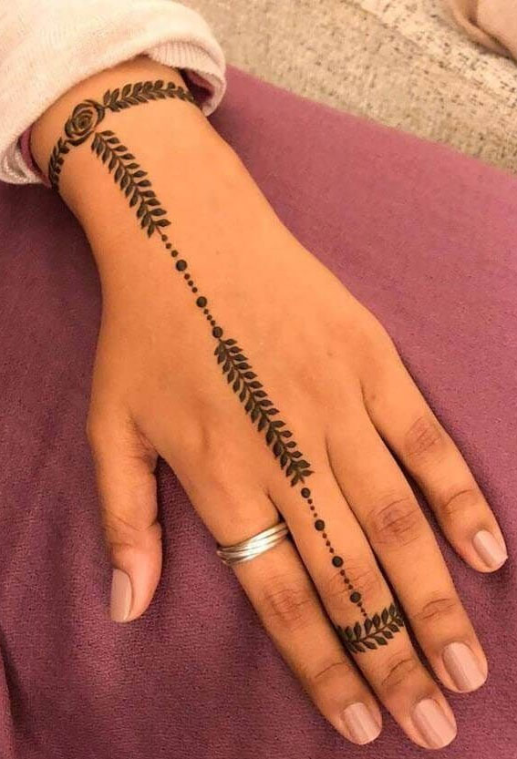 70 Minimal Henna Designs : Rose on Wrist