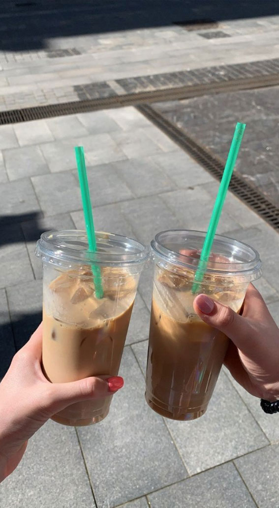 Summer Vibe Iced Coffee Aesthetic : Two Iced Coffees