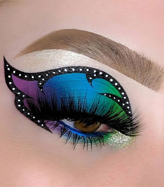 Butterfly Hot Makeup Trends for the Season : Green, Blue & Purple Combo