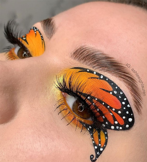 Butterfly Hot Makeup Trends for the Season : Ombre Orange + Rhinestones