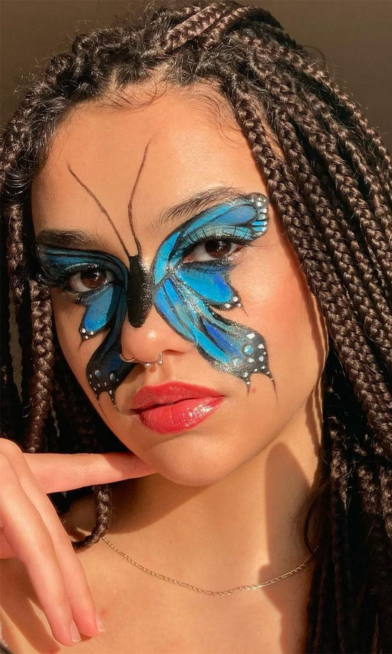 Butterfly Hot Makeup Trends for the Season : Blue Butterfly Face Makeup