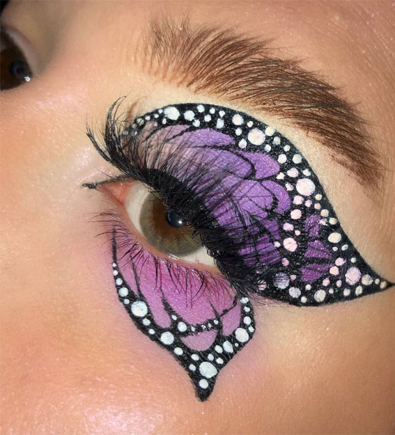 Butterfly Hot Makeup Trends for the Season : Purple Butterfly Makeup for Grey Eyes