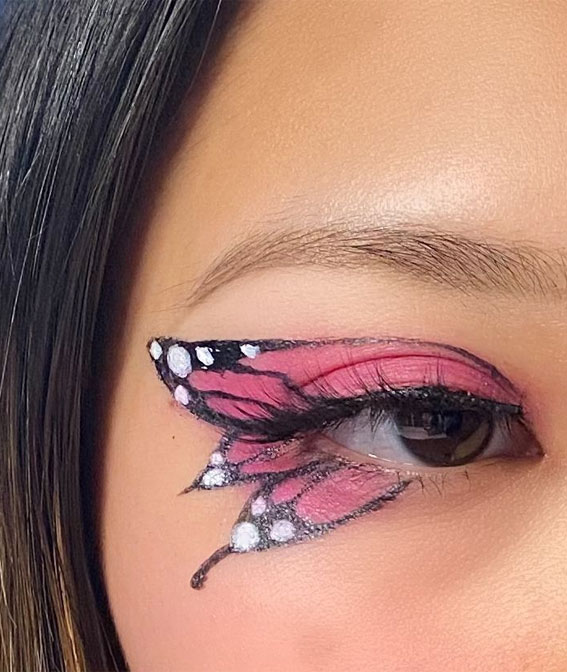 Butterfly Hot Makeup Trends for the Season : Pink Butterfly Wing with Black & White Details