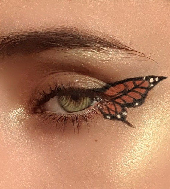 butterfly makeup look, summer makeup look, butterfly eye makeup, simple butterfly makeup look, butterfly makeup ideas, butterfly makeup look easy