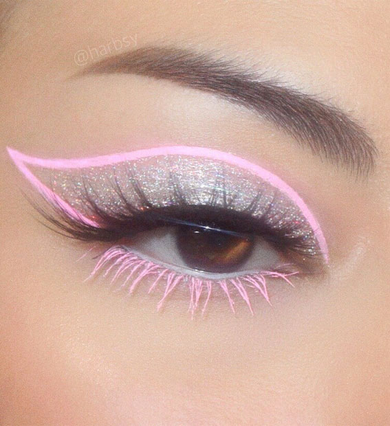 25 Soft and Ethereal Summer Makeup Delight : Glittery & Pink Graphic Lines