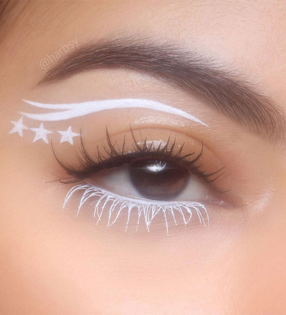 25 Soft and Ethereal Summer Makeup Delight : White Stars & Graphic Lines