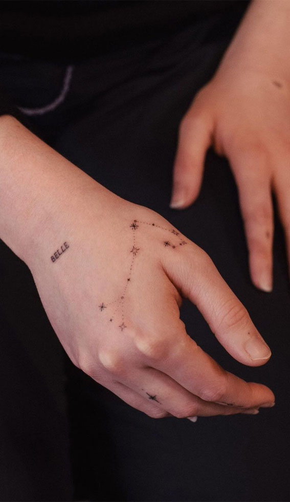 Ink Embrace Artistry on the Hand : Small constellation on hand