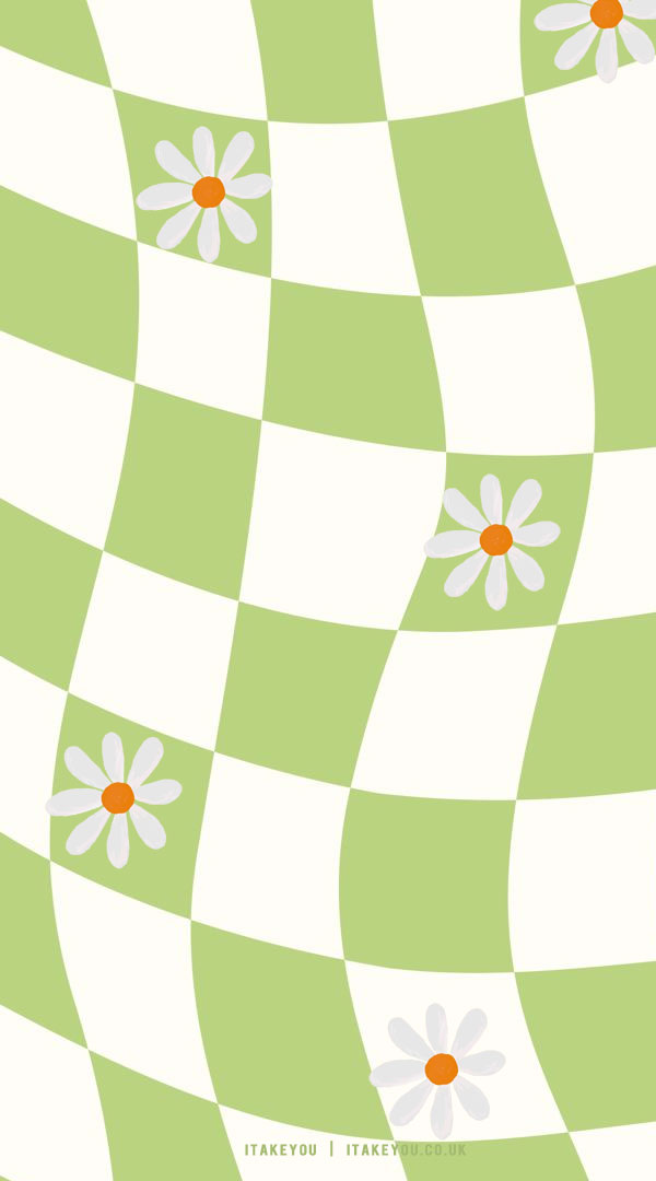 15 Summer Aesthetic Wallpaper Ideas : Light Green Checker Board Wallpaper