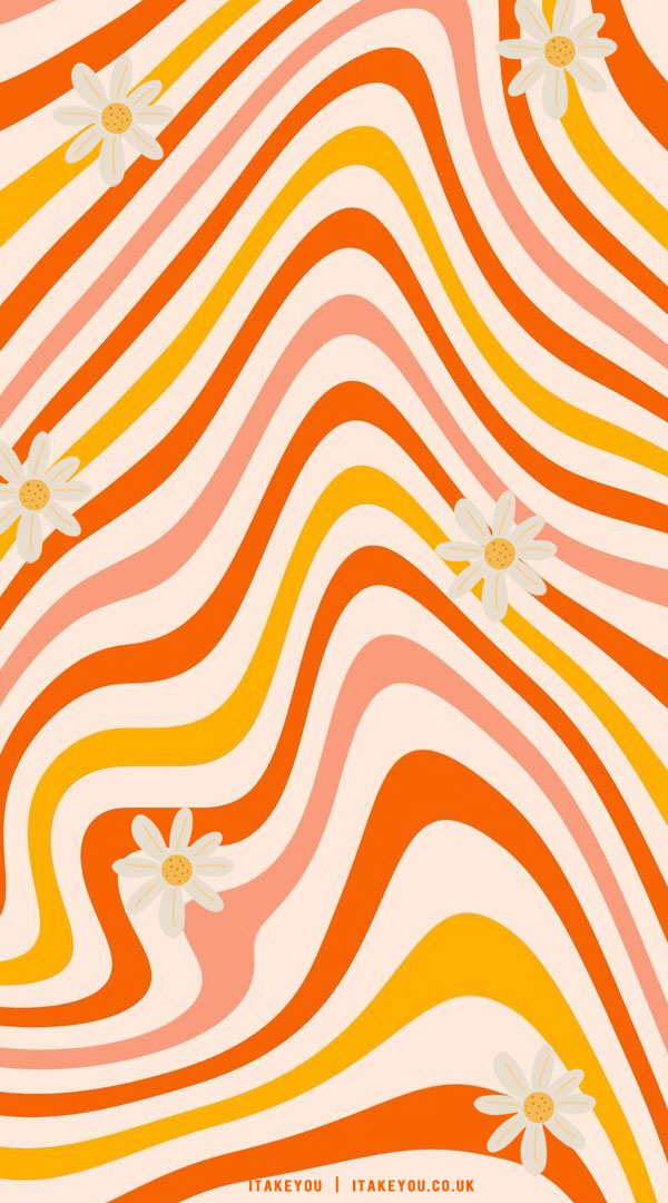 15 Summer Aesthetic Wallpaper Ideas : Orange & Yellow Groovy Wallaper